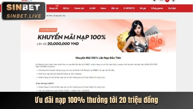Thưởng đăng ký và nạp lần đầu 100% tại kk55 login